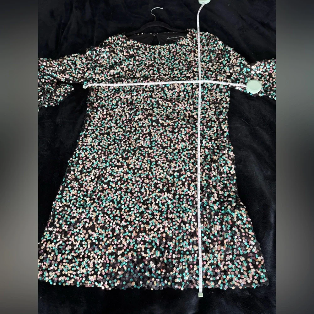 Pink & Teal Sequin Long Sleeve Dress. XL. NWT - Picture 5 of 6